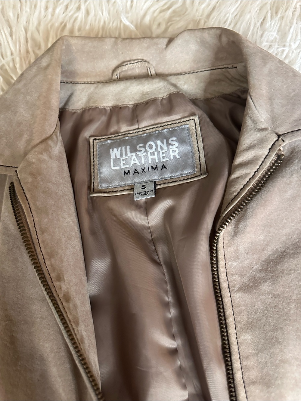 Vintage Wilsons Leather Maxima Taupe Suede Zip-Front Jacket - Picture 2 of 6
